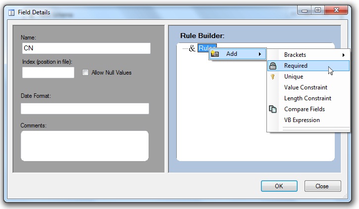 add Required data rule to the schema